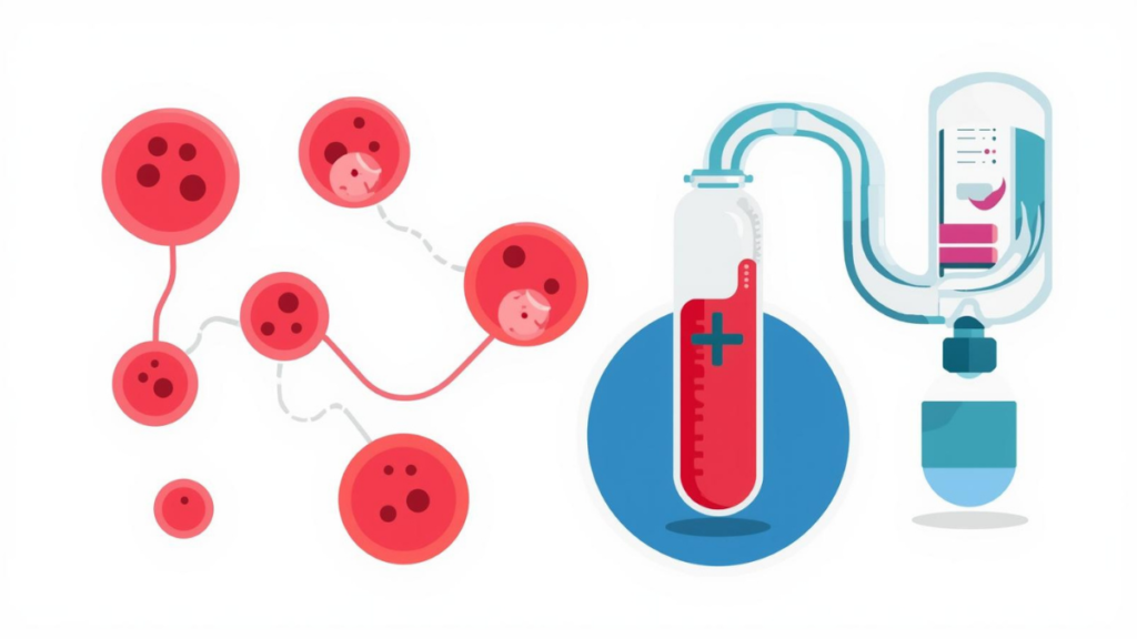 Illustration showing red blood cells and oxygen delivery to help with understanding your CBC results.