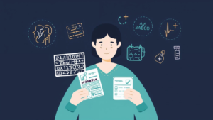 Illustration showing a person reviewing medical information, representing understanding your health information clearly and confidently