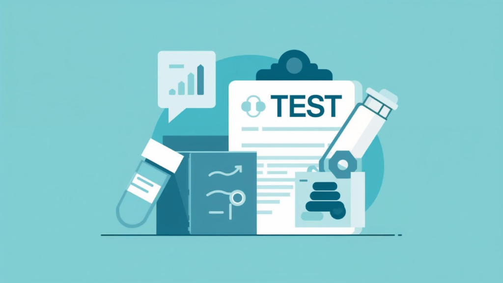 Flat illustration explaining medical test results in a simple way for beginners understanding their health information