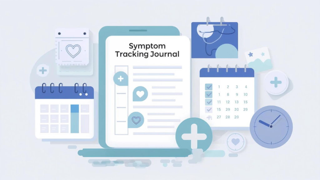 Illustration of symptom tracking to help understand symptoms and health information more clearly