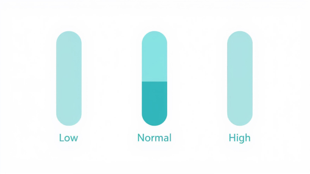 Illustration showing how to read lab reference ranges by comparing low, normal, and high test results