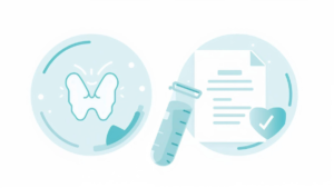 Thyroid tests made easy illustrated with thyroid gland and lab test results