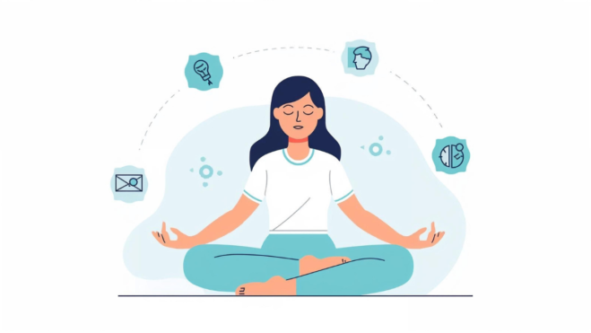 Reasons for constant fatigue linked to stress and lifestyle illustrated calmly