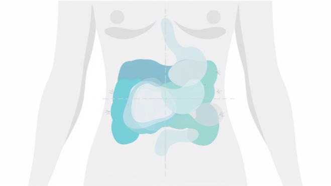 Abdominal pain location meaning illustrated by different stomach areas