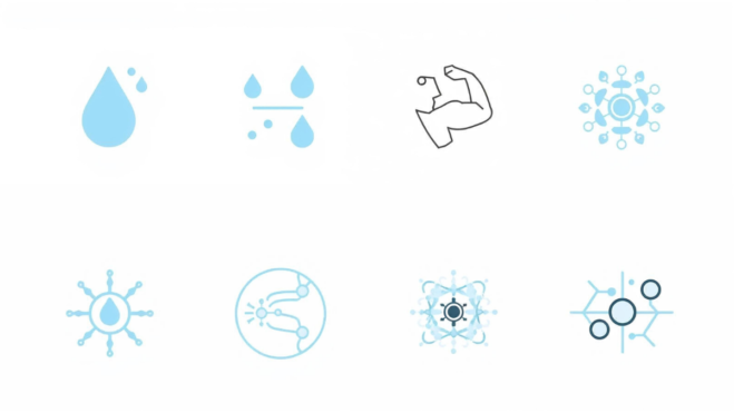 Simple illustration showing how electrolytes support fluid balance, muscle movement, and nerve signals