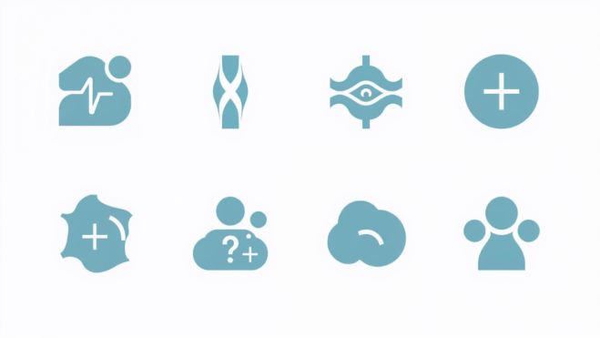 Illustration showing common inflammation-related symptoms as gentle visual patterns