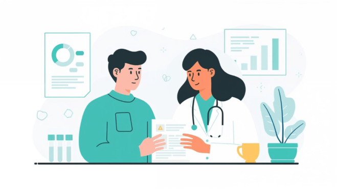 Doctor reviewing test results with a patient during a routine checkup