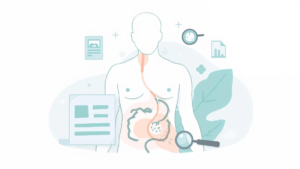 Stomach pain location chart illustration showing different abdominal areas