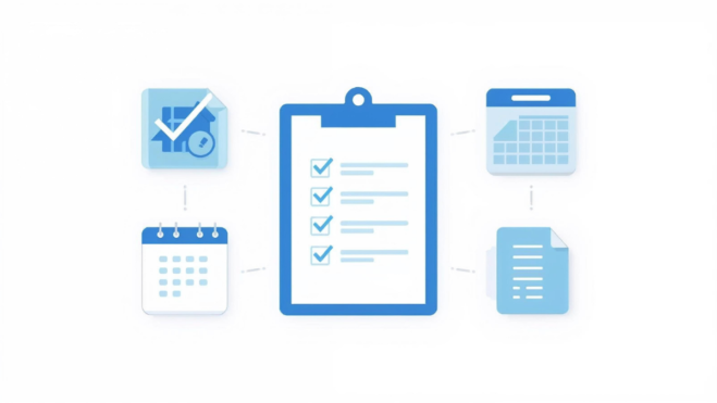 Illustration showing preventive health screenings as routine checks using simple medical icons