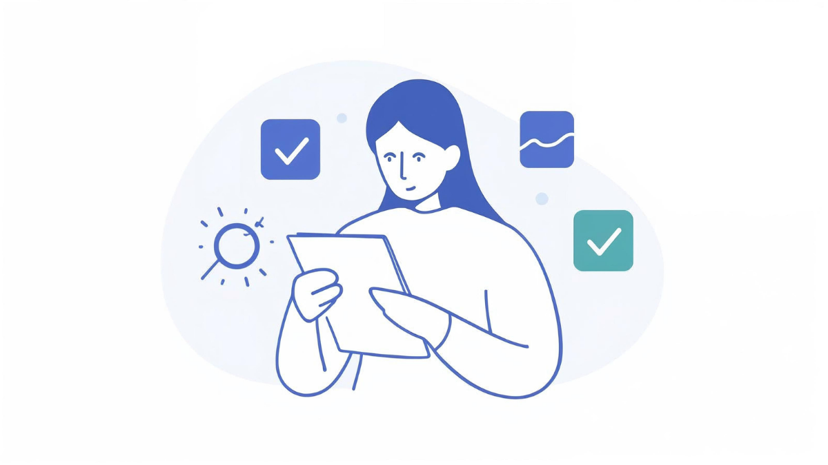 Illustration showing calm monitoring of health symptoms over time using simple notes
