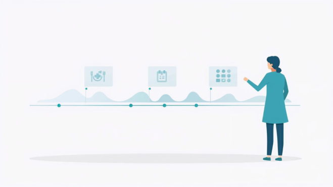 Illustration showing symptoms that come and go over time as changing health patterns