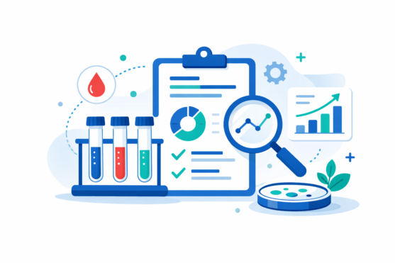 test tubes and charts showing what blood tests measure in the body